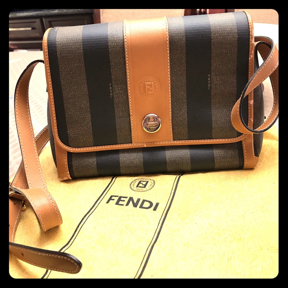 Vintage Fendi Pequin Striped Bag with dustbag